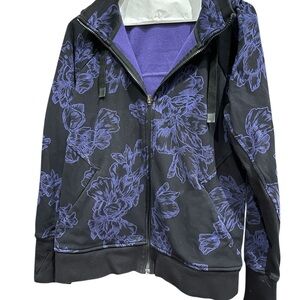 Athleta Black and Purple Floral Jacket